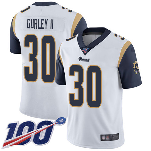 Los Angeles Rams Limited White Men Todd Gurley Road Jersey NFL Football #30 100th Season Vapor Untouchable